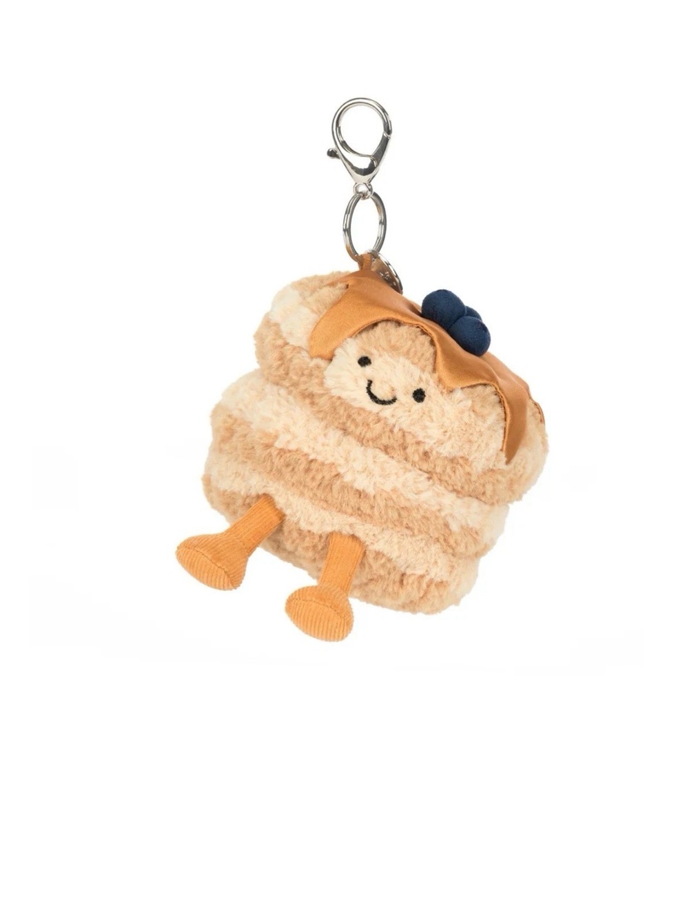 Jellycat Cream and Brown Pancake Plush Key & Card Holder with Blue Accent - Picture 2 of 8